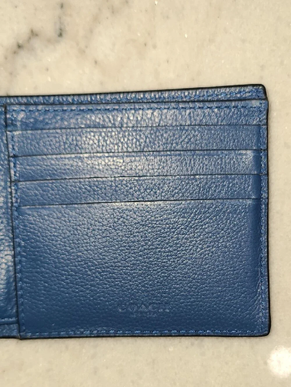 Coach Two-Tone Blue Leather Bifold Card & Key Holder